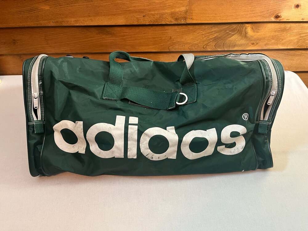 Vintage 90s Adidas Green Duffle Bag Gym Sports Travel Bag